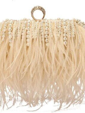 Women’s Ostrich Feather Clutch Purse | Vintage Evening Bag